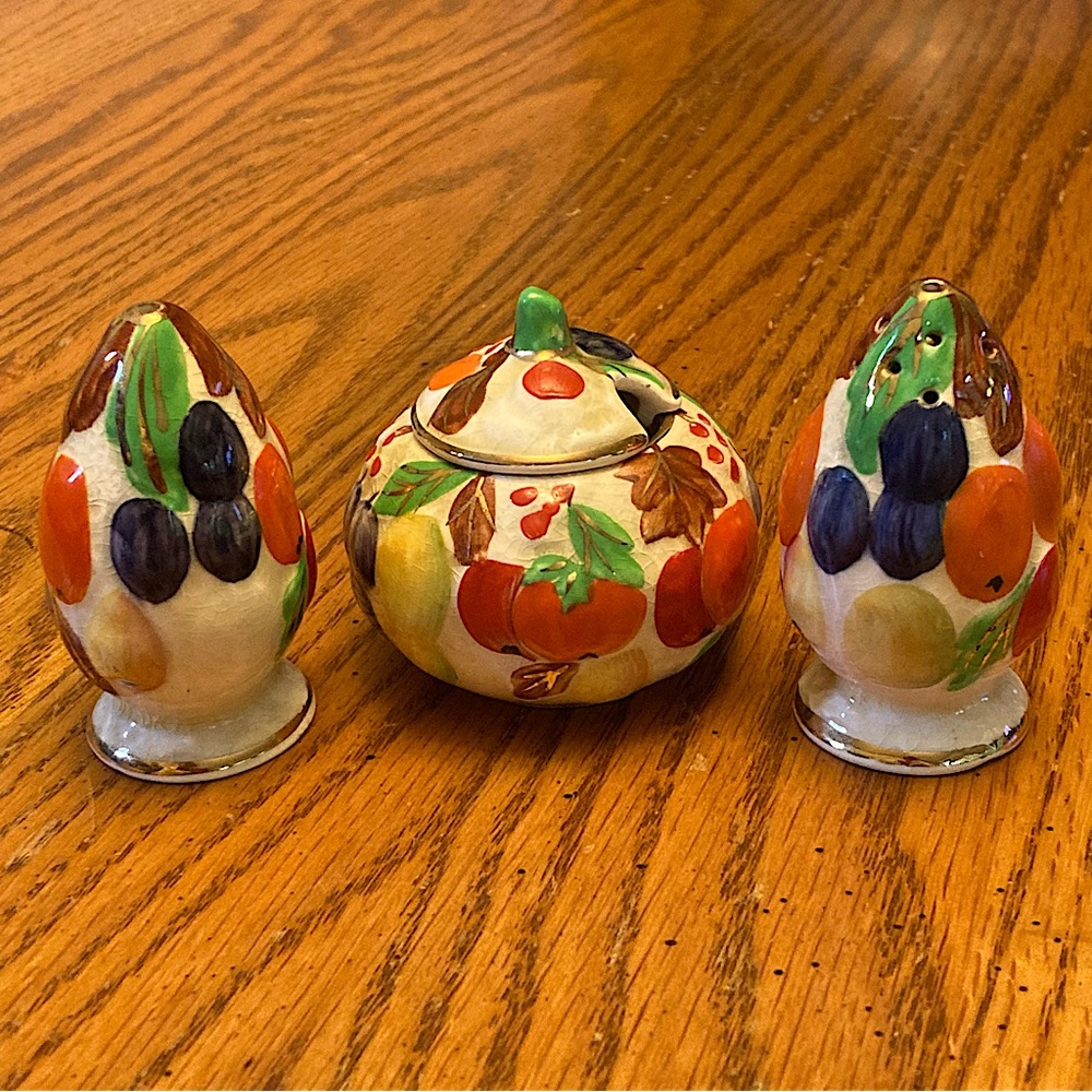 Gibsons Made in England Salt & Pepper Shakers 2.75” Jam Jar/Lid 2.5” No Spoon